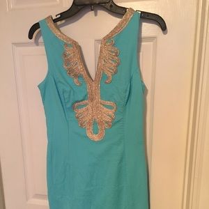 Lilly Pulitzer Blue and Gold dress!